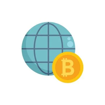 Global cryptocurrency icon flat vector. Crypto money イラスト素材