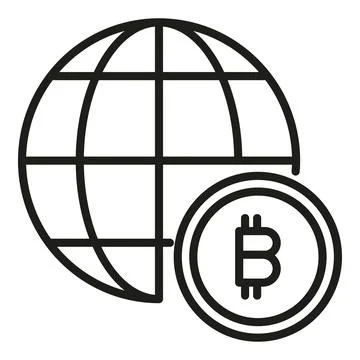 Global cryptocurrency icon outline vector. Crypto money 스톡 일러스트
