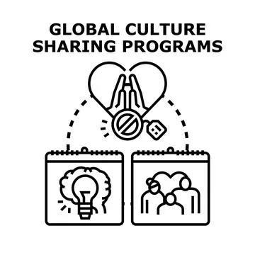 Global culture sharing programs concepts vector Illustrazione stock