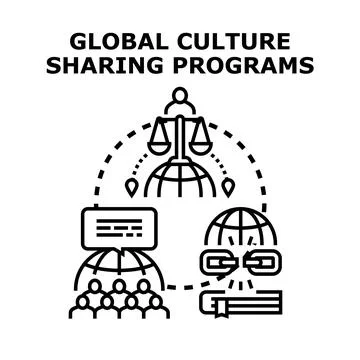 Global culture sharing programs vector concept art Stock Illustration