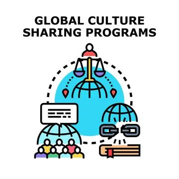 Global culture sharing programs vector concept art Stock Illustration