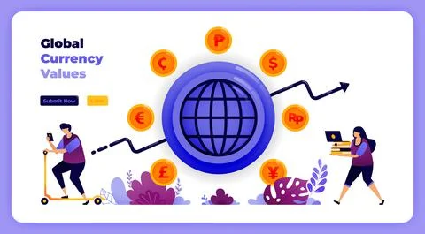 Global currency transactions exchanges in banking financial systems. vector i Stock Illustration