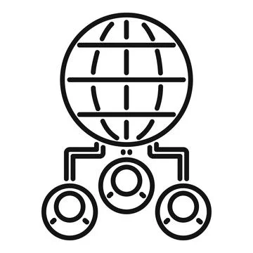 Global customer database icon outline vector. Crm data Stock Illustration