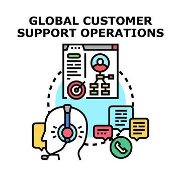 Global customer support operations and communication services Stock Illustration