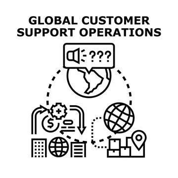 Global customer support operations delivering worldwide assistance Stock Illustration