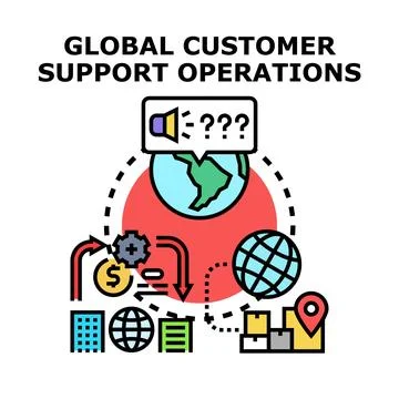 Global customer support operations delivering worldwide assistance Stock Illustration