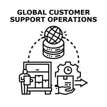 Global customer support operations vector icon concept Stock Illustration