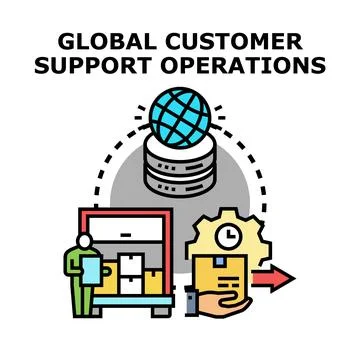 Global customer support operations vector icon concept Stock Illustration