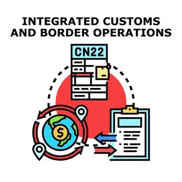Global customs and border operations management concept Stock Illustration