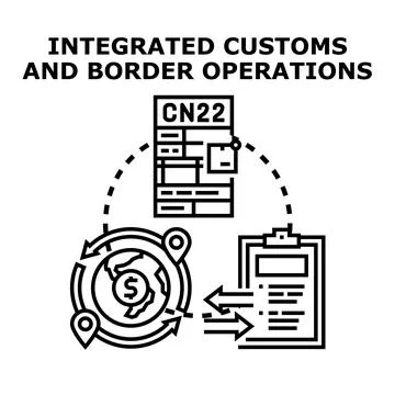 Global customs and border operations management concept Stock Illustration