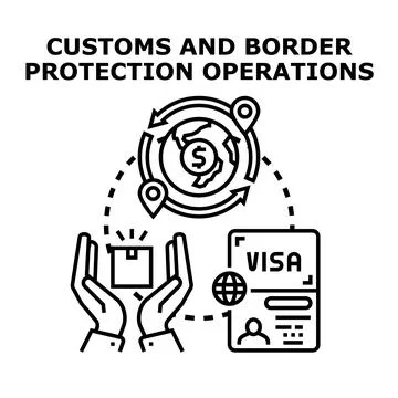 Global customs and border protection operations regulating trade Stock Illustration