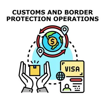 Global customs and border protection operations regulating trade Ilustração Stock