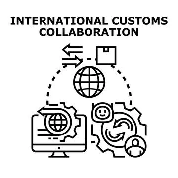 Global customs collaboration concept involving international trade logistics Stock Illustration