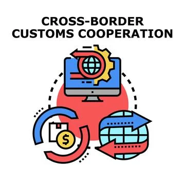 Global customs cooperation concept illustration of international trade イラスト素材