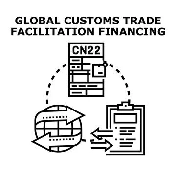Global customs trade facilitation financing system process Stock Illustration