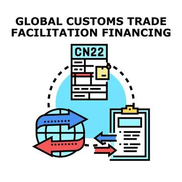 Global customs trade facilitation financing system process イラスト素材
