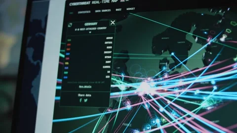 Global cyber attack around the world with planet Earth viewed from space. Cyber Stock Footage 272596168
