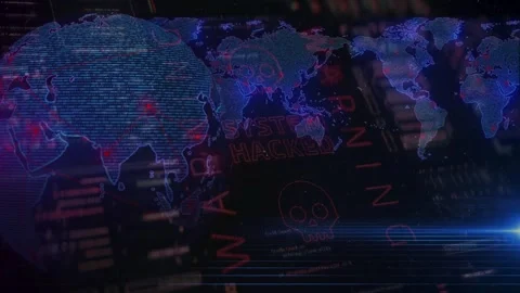 Global Cyber Attack Warning on Digital World Map 库存影片 336900792