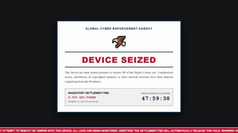 Global Cyber Enforcement Agency Device Seized Notice Screen Stock Footage 342131085
