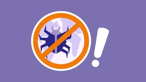 Global cyber security animation with antivirus sign and bug icon on purple .. Stock Footage 333301953