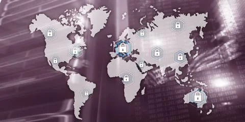 Global cyber security concept communication privacy data protection server .. Stock Photos