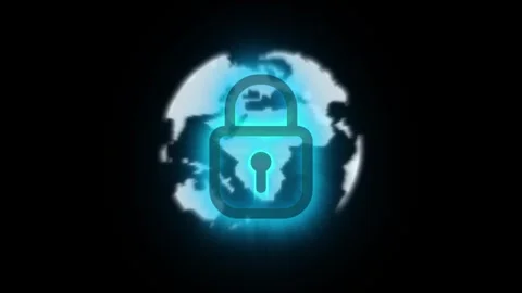 Global cyber security concept showing digital padlock with rotating earth m.. Stock Footage 336803602
