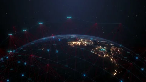 Global cyber security firewall encryption network secure exchange of information Stock Footage 168657630