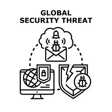 Global cyber security threat concept vector illustration イラスト素材