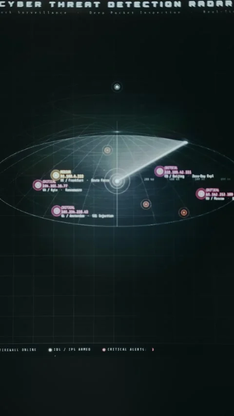 Global cyber threat radar visualization dashboard Stock Footage 334423735