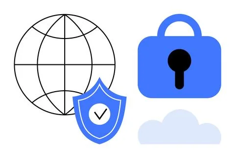 Global Cybersecurity and Cloud Storage in Modern Technology Illustrazione stock
