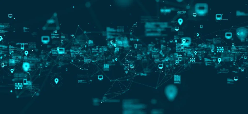 Global cybersecurity big data connectivity visualization cloud computing  Stock Illustration