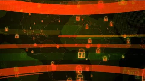 Global Cybersecurity Concept with Digital Padlocks Stock Photos