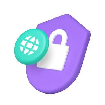 Global cybersecurity data protection and privacy safety concept with shield l Illustrazione stock