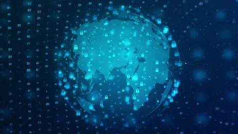 Global Cybersecurity Information Network Business Background Stock Footage 338447513