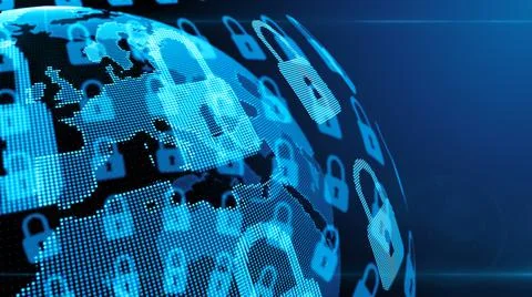 Global cybersecurity of information technology data cloud computing network  Stock Illustration