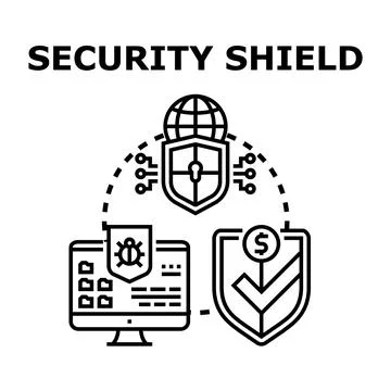 Global cybersecurity shield protecting networks and data privacy Stock Illustration