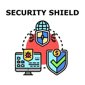 Global cybersecurity shield protecting networks and data privacy 库存插图