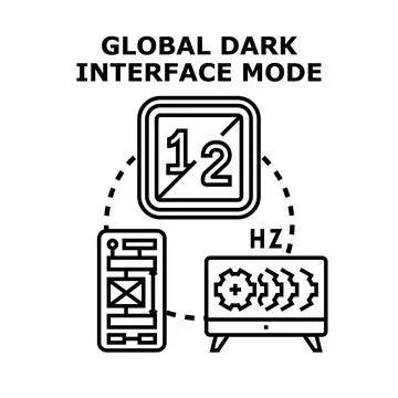 Global dark interface mode adjusting digital display Stock Illustration