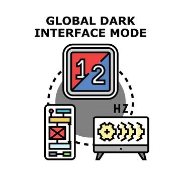Global dark interface mode adjusting digital display Ilustração Stock