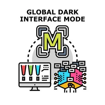Global dark interface mode digital concept Stock Illustration