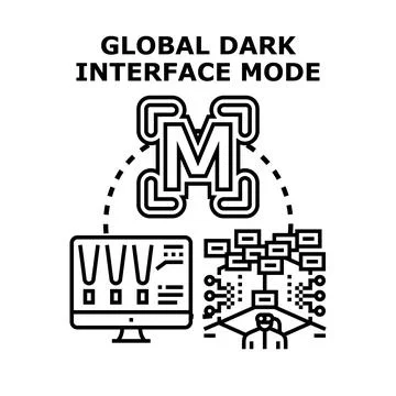 Global dark interface mode digital concept Stock Illustration