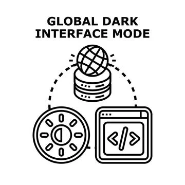 Global dark interface mode system concept Stock Illustration
