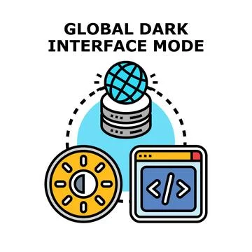 Global dark interface mode system concept Ilustração Stock