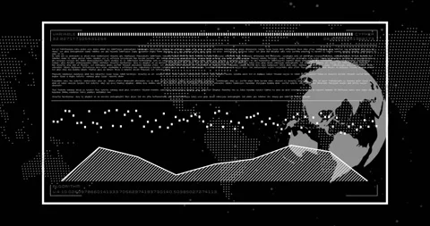Global data analysis and encryption animation over world map and binary code Video stock 306817179