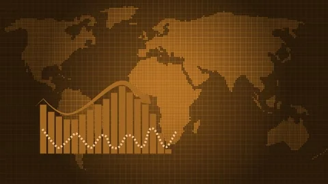 Global Data Analysis with Graphs Animation on World Map Stock Footage 309884316
