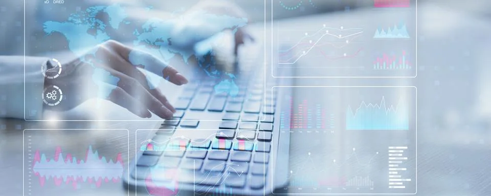 Global Data Analytics and Performance Visualization Dashboard for Business In Fotos de archivo