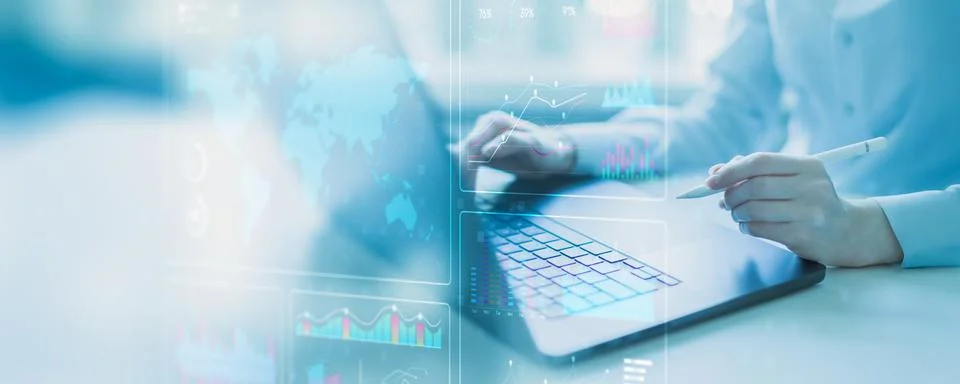 Global Data Analytics and Performance Visualization Dashboard for Business In Foto stock