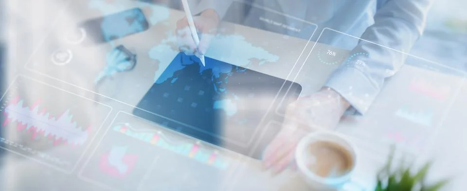 Global Data Analytics and Performance Visualization Dashboard for Business In Stock Photos