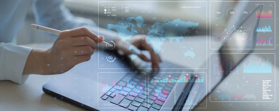 Global Data Analytics and Performance Visualization Dashboard for Business In Stock Photos