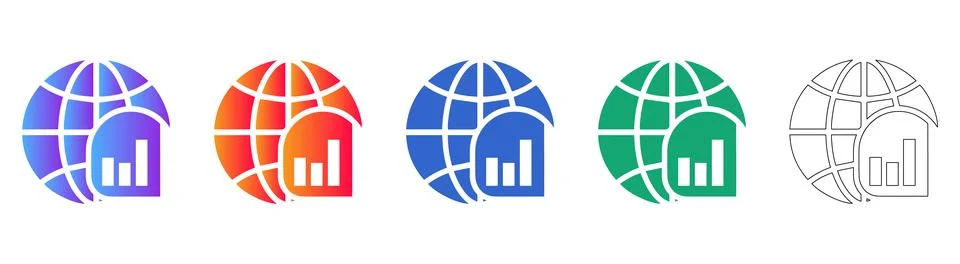 Global Data Analytics and Statistics Icons Stock Illustration